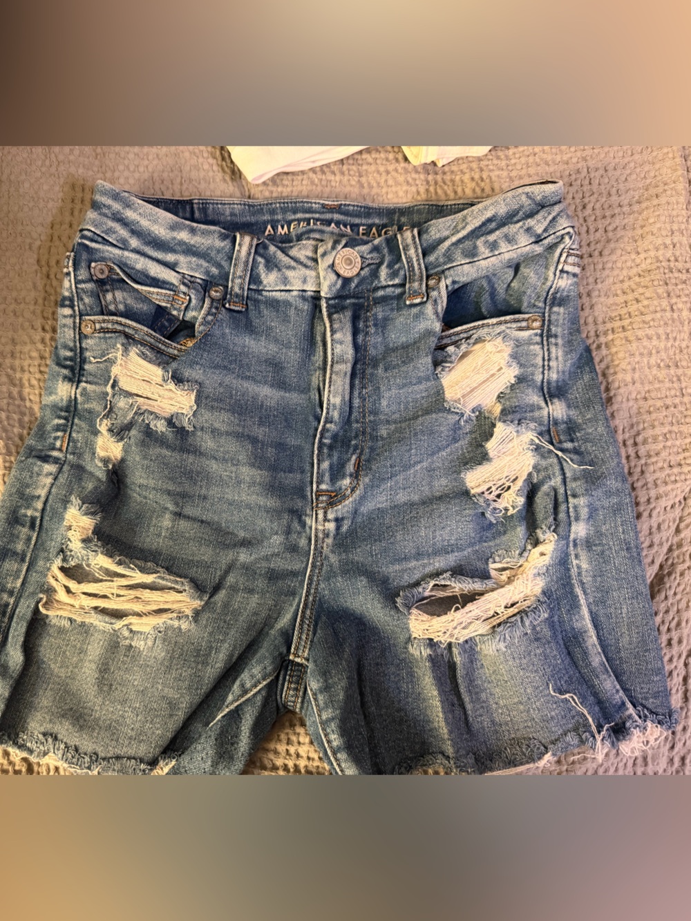 American Eagle Outfitters Distressed Light Blue Denim Shorts